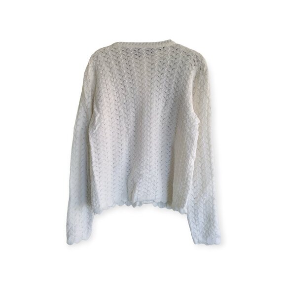 Cozy Grannycore White Cardigan 🤍 Vintage Soft Girl Knit Medium Layering ✨ - Picture 3 of 6
